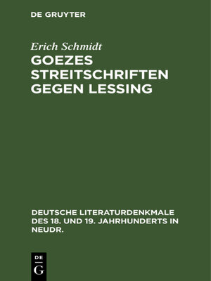 cover image of Goezes Streitschriften gegen Lessing